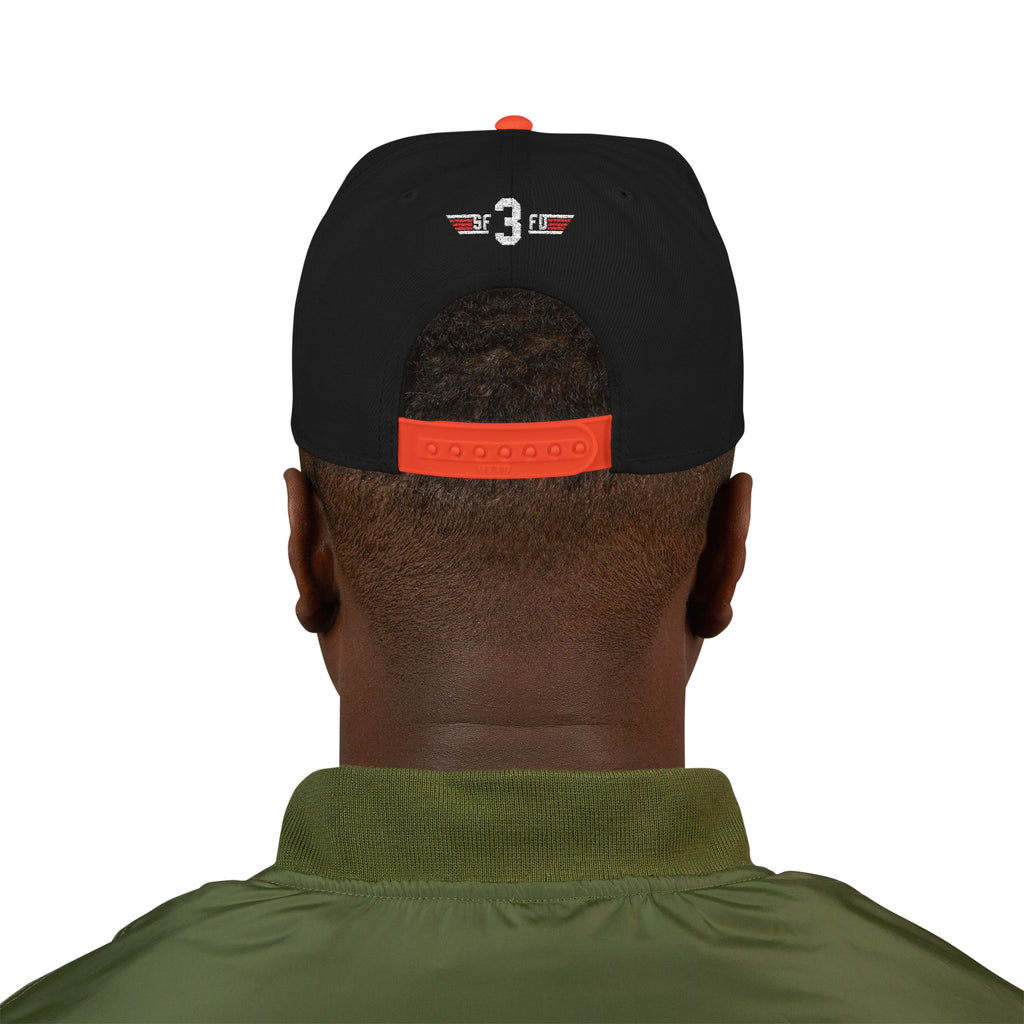 Embroidered SF Dept. Snapback Hat — Black/Orange Baseball Cap