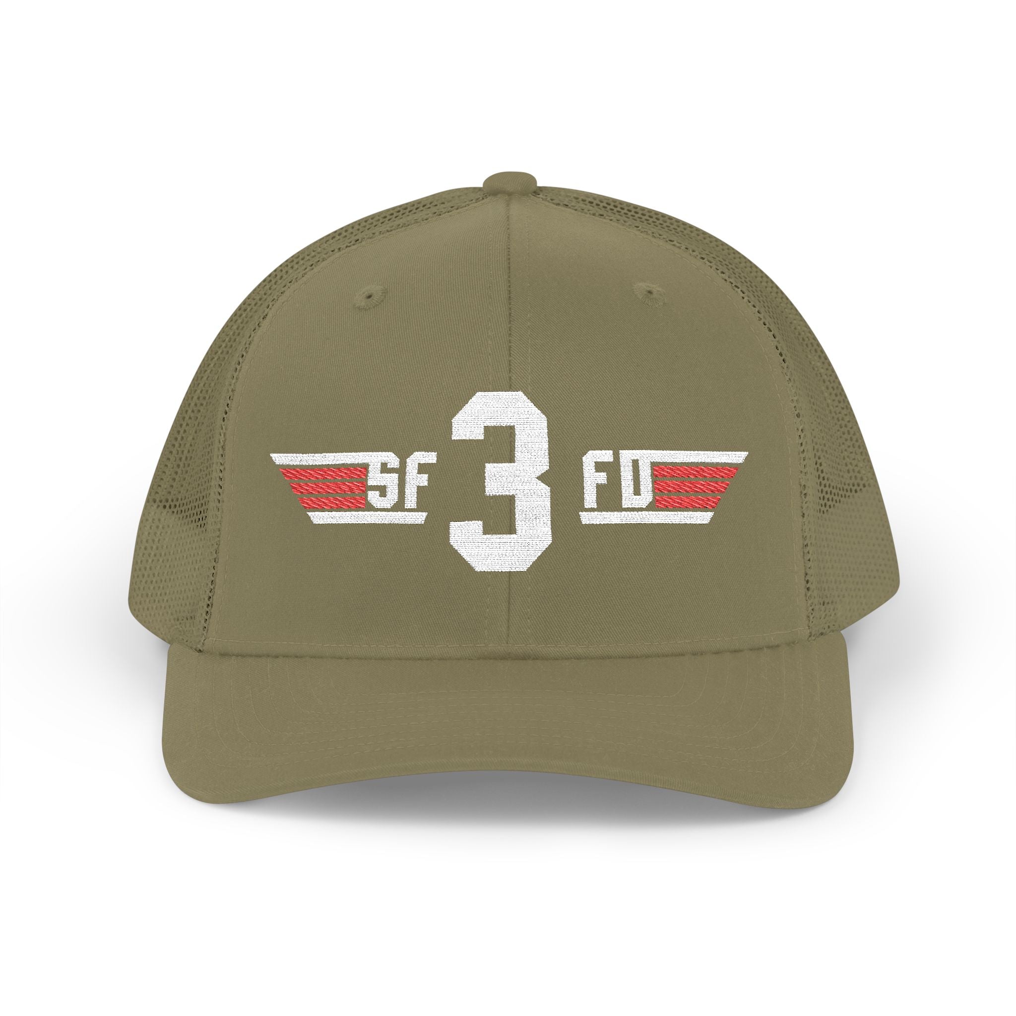 Embroidered '3' Firefighter Wings Snapback Trucker Cap