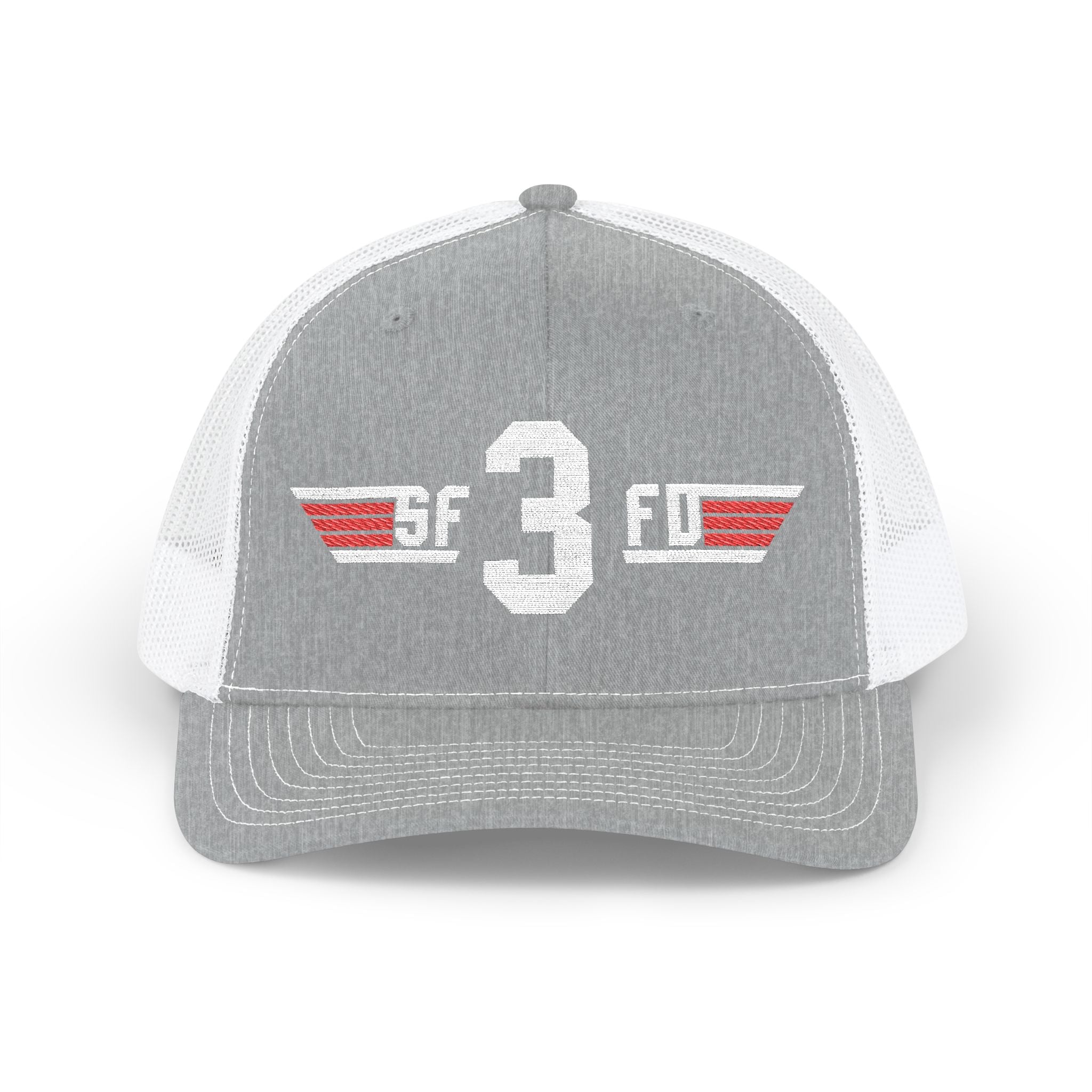 Embroidered '3' Firefighter Wings Snapback Trucker Cap