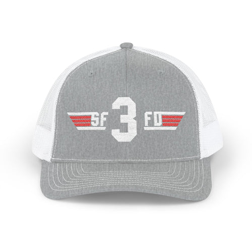 Embroidered '3' Firefighter Wings Snapback Trucker Cap