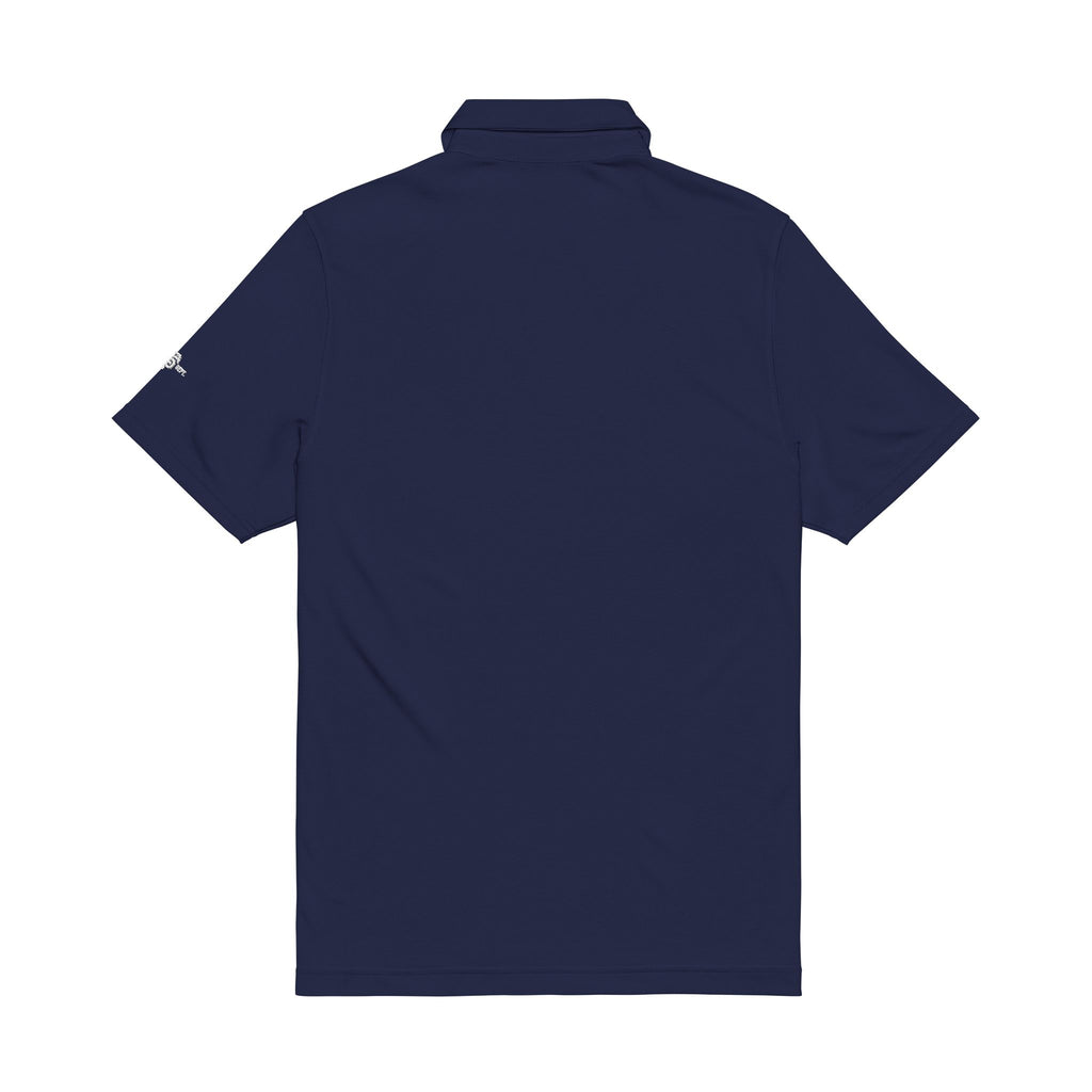 Embroidered Men's Navy Polo — '3' Flag Logo Performance Shirt
