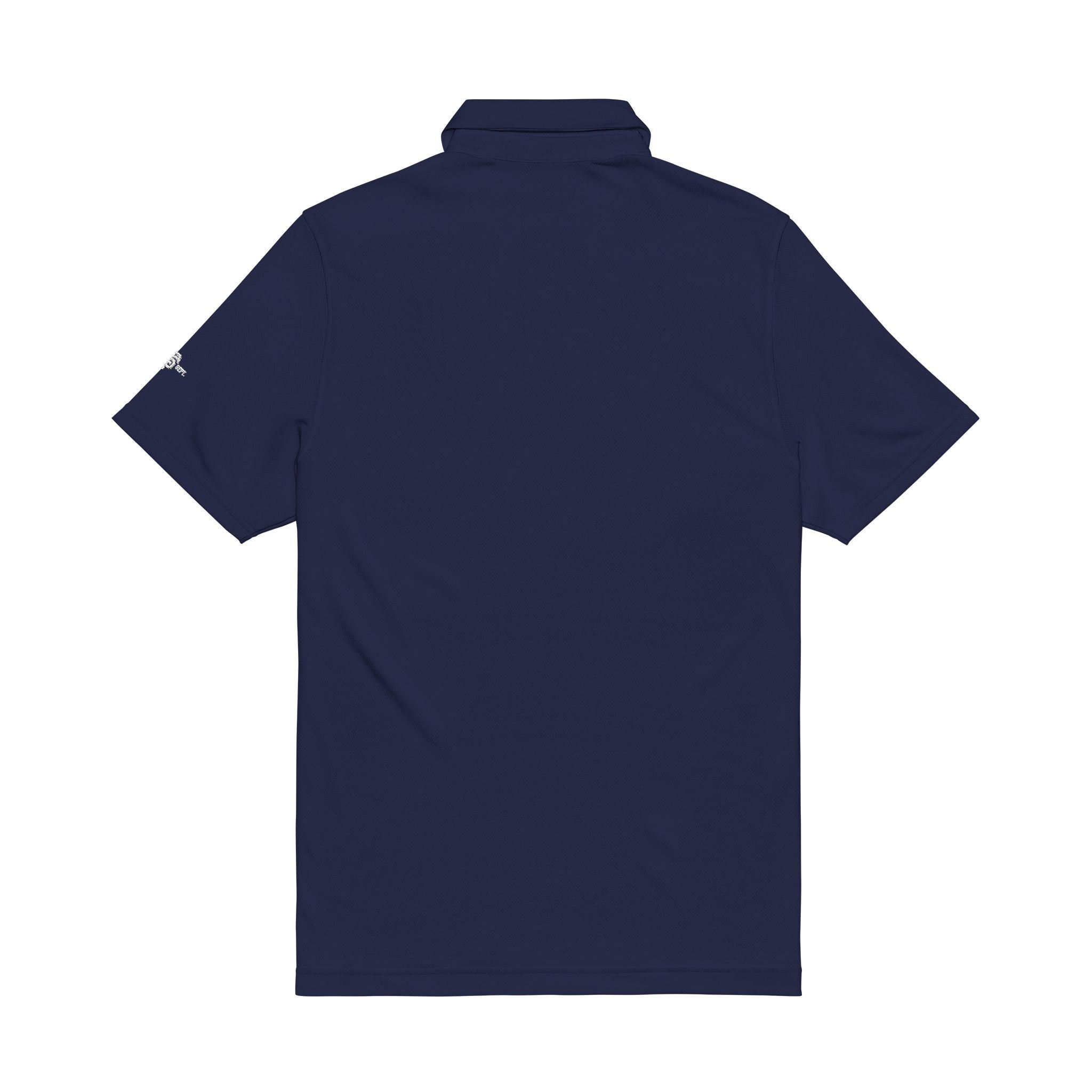 Embroidered Men's Navy Polo — '3' Flag Logo Performance Shirt