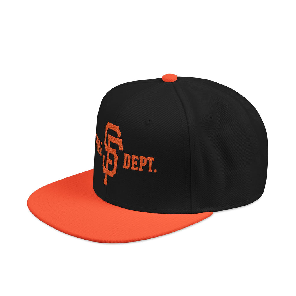 Embroidered SF Dept. Snapback Hat — Black/Orange Baseball Cap