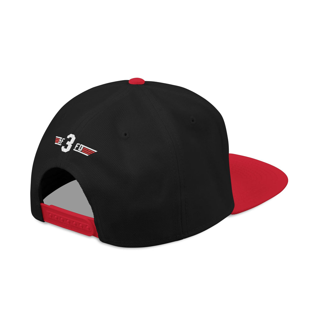 Embroidered Snapback Hat — Retro Red & Black Logo Cap