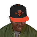 Embroidered SF Dept. Snapback Hat — Black/Orange Baseball Cap