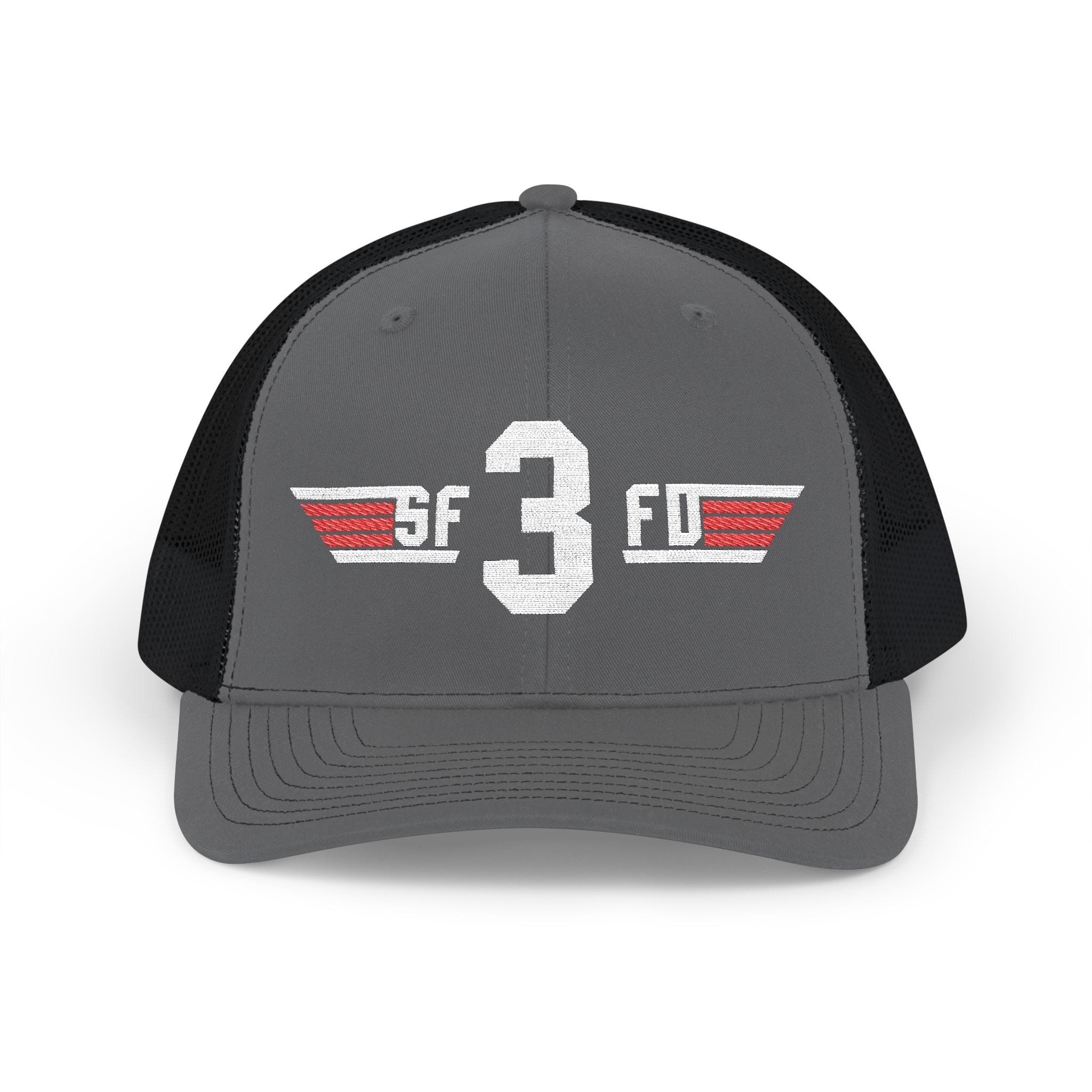 Embroidered '3' Firefighter Wings Snapback Trucker Cap