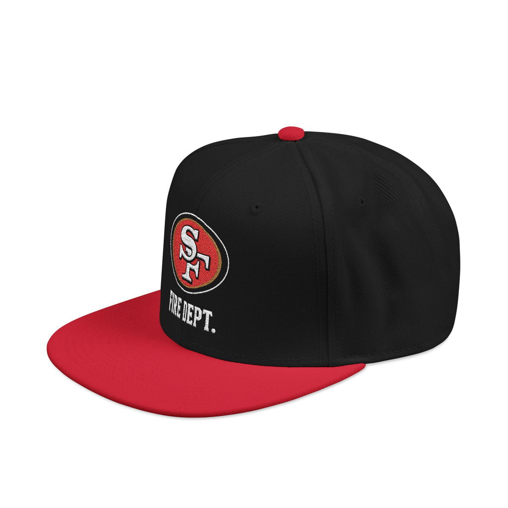 Embroidered Snapback Hat — Retro Red & Black Logo Cap