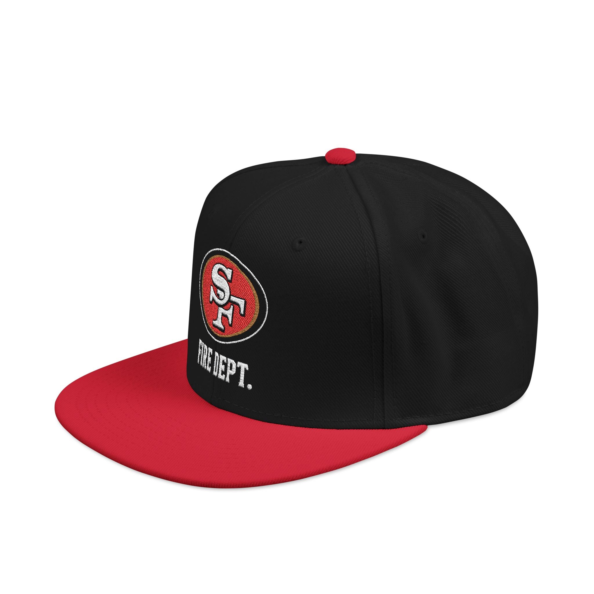 Embroidered Snapback Hat — Retro Red & Black Logo Cap