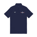 Embroidered Men's Navy Polo — '3' Flag Logo Performance Shirt