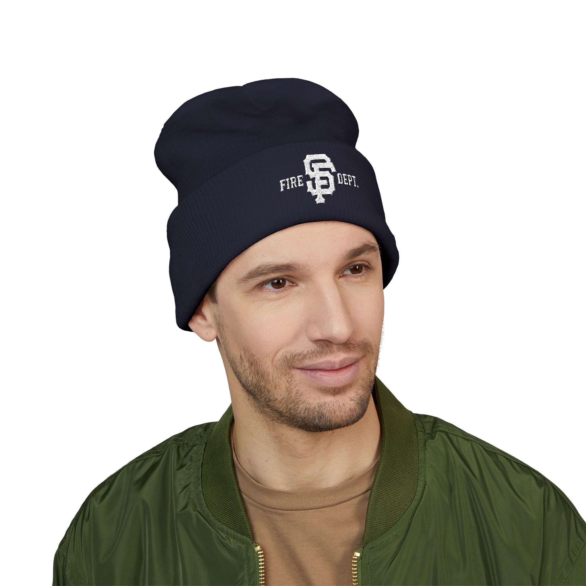 Fire Dept Embroidered Cuffed Beanie — Classic Knit Hat for Firefighters & First Responders