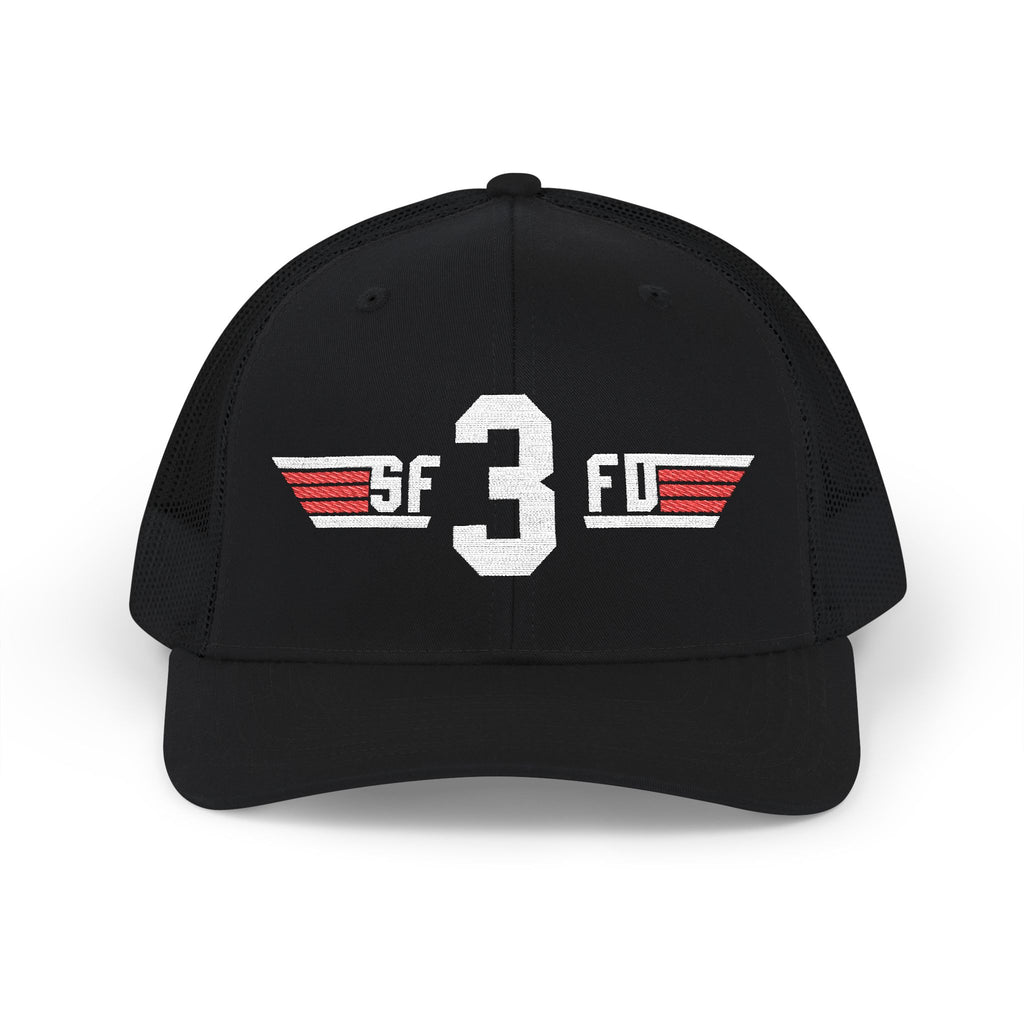 Embroidered '3' Firefighter Wings Snapback Trucker Cap