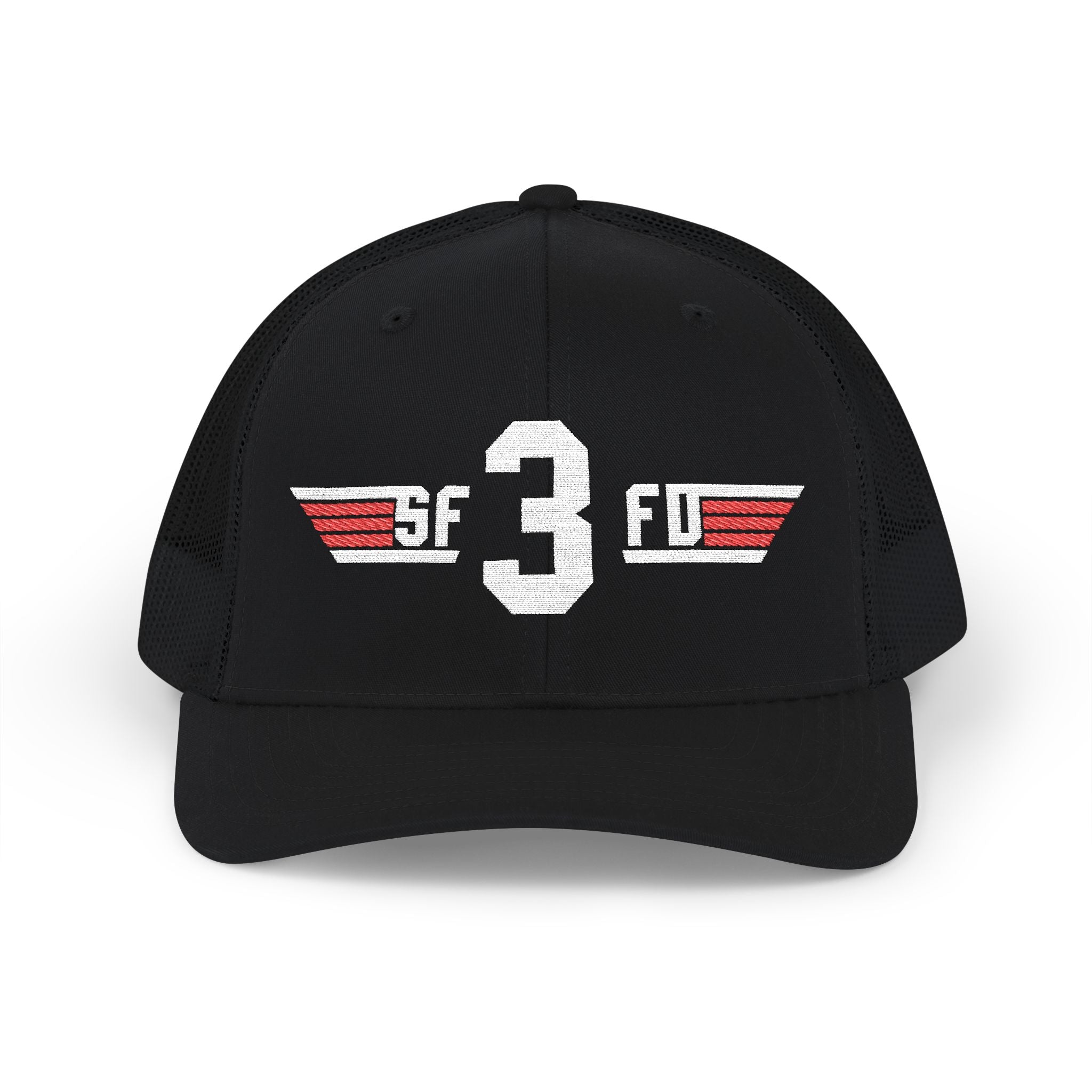 Embroidered '3' Firefighter Wings Snapback Trucker Cap
