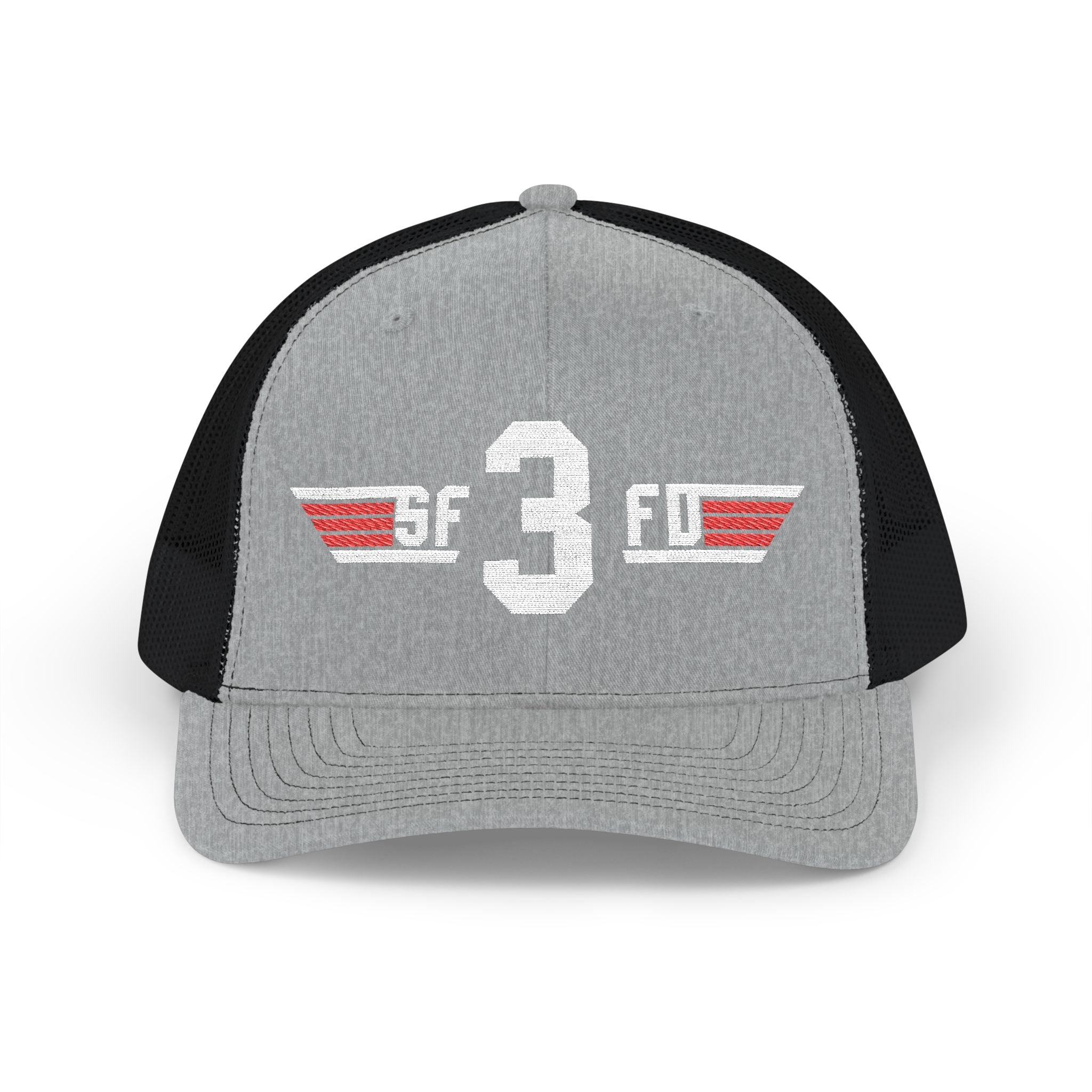 Embroidered '3' Firefighter Wings Snapback Trucker Cap